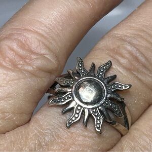Sterling silver tribal boho sun ring size 8